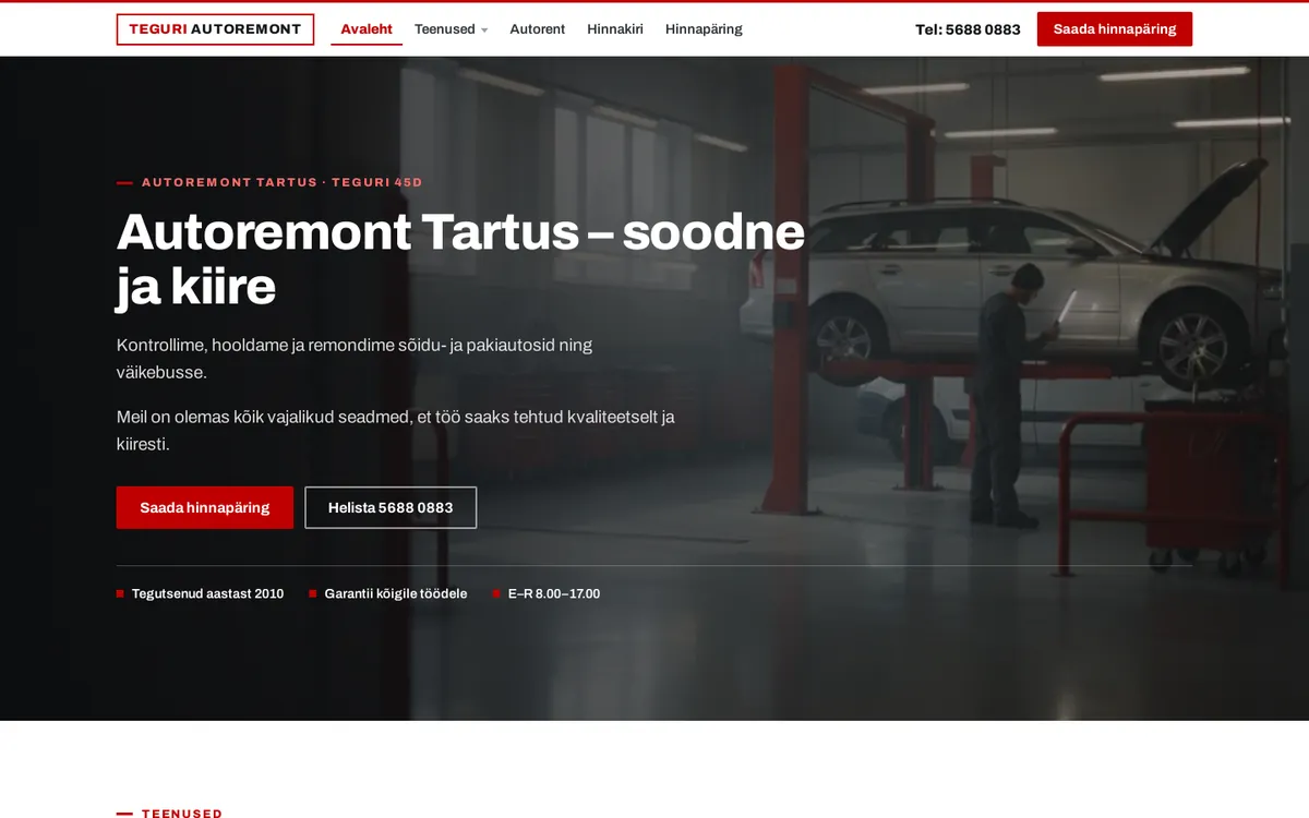 teguriautoremont.ee koduleht