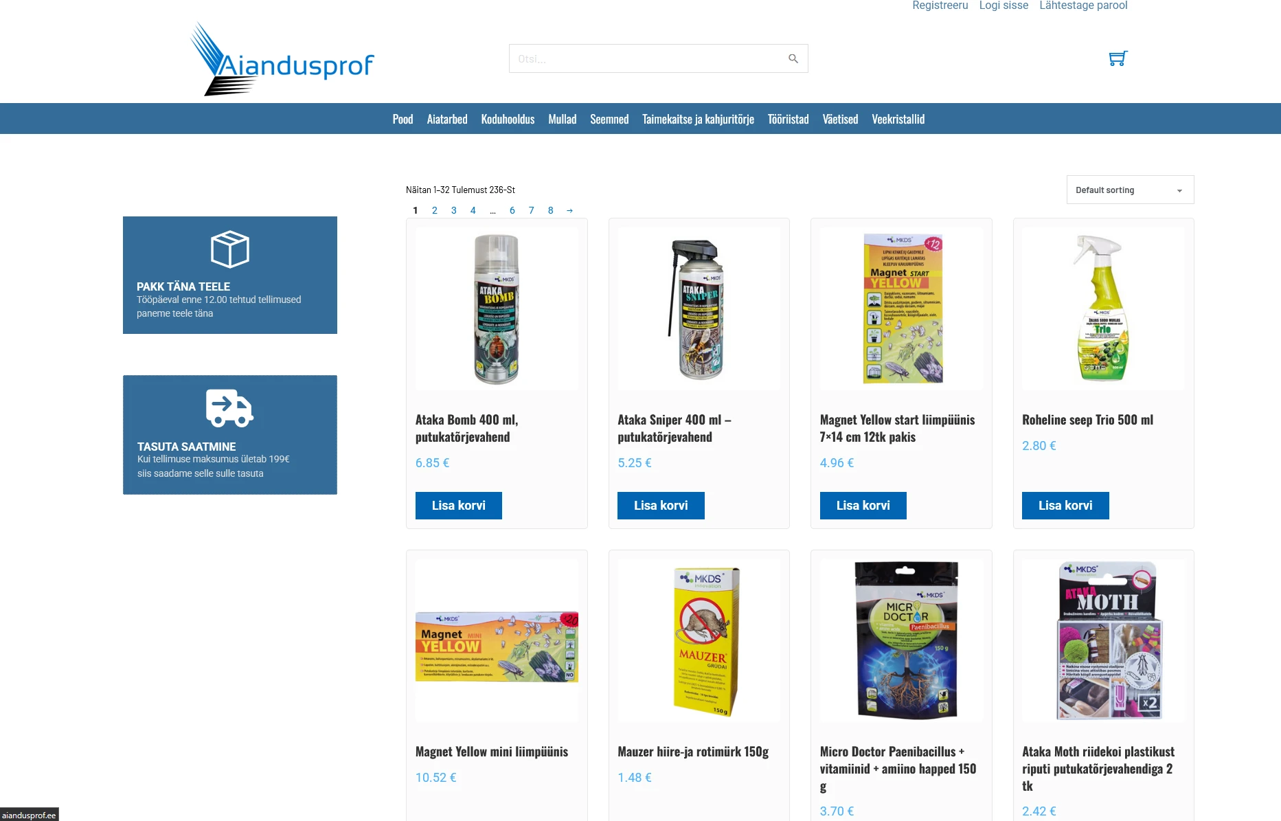 Kodulehe esileht ekraanipilt