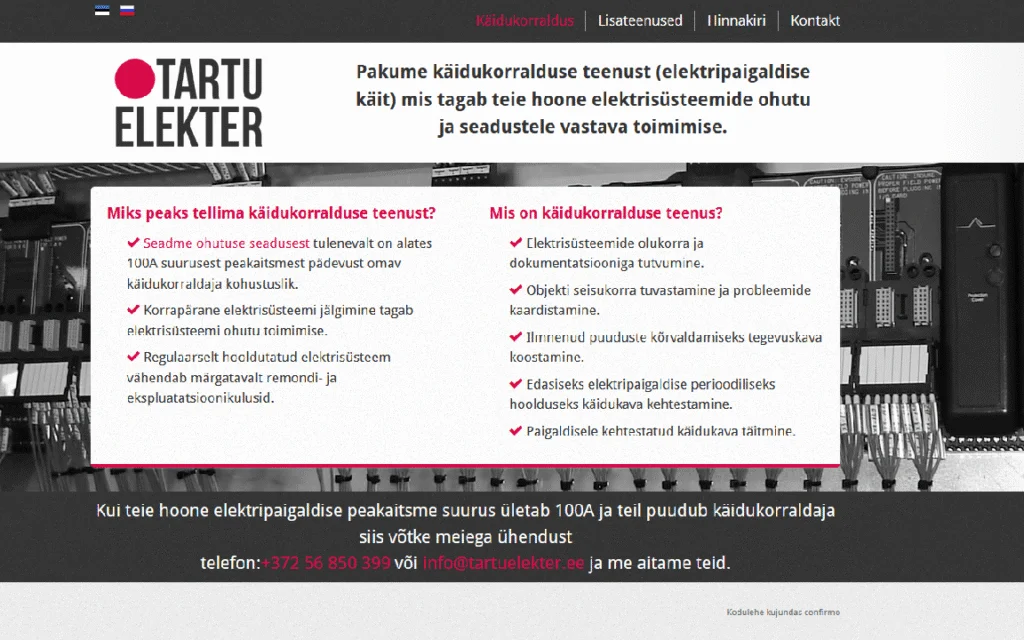 Tartu Elekter koduleht — Confirmo töö